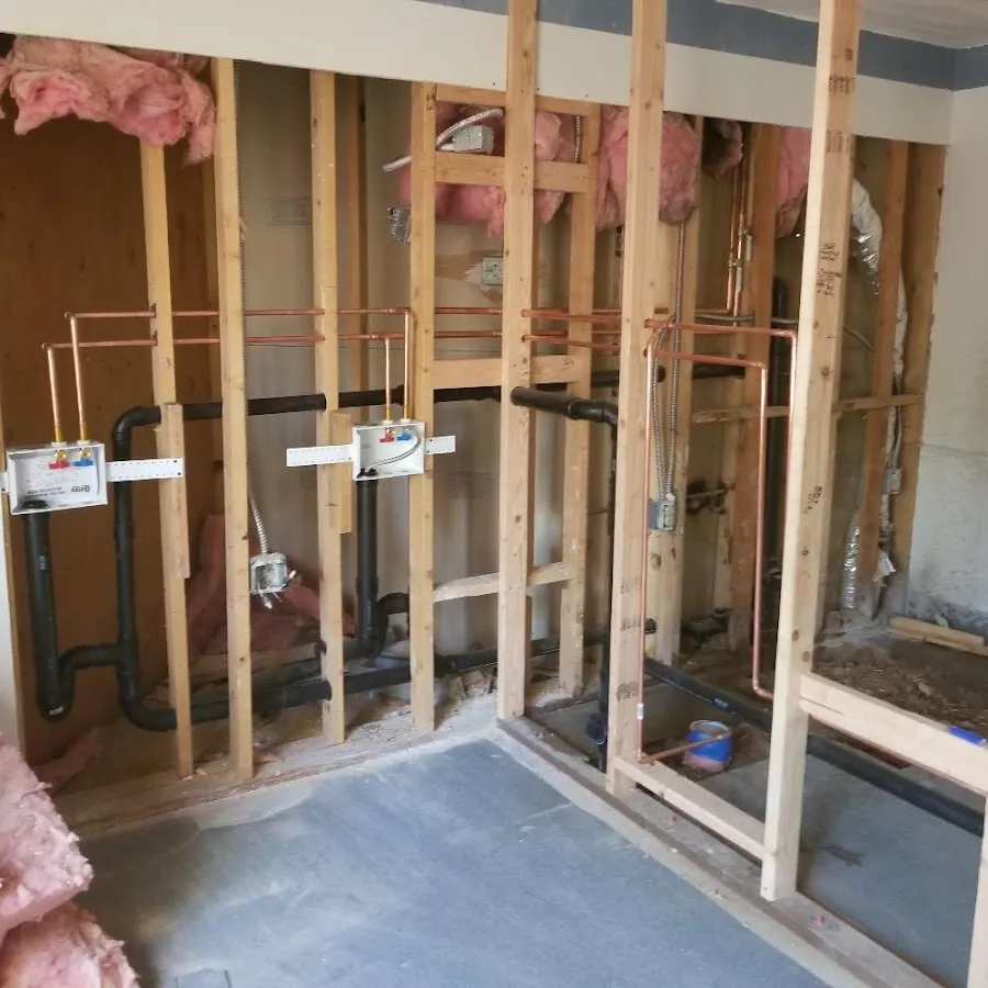 Copper pipe rough-in and plumbing installation in Hickam Housing